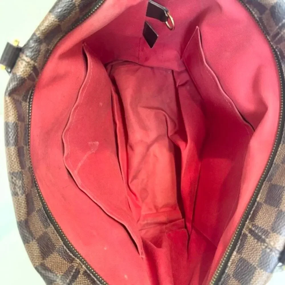 Louis Vuitton Damier Ebene Totally MM Tote Shoulder Bag Gold Zip Side Pockets LV